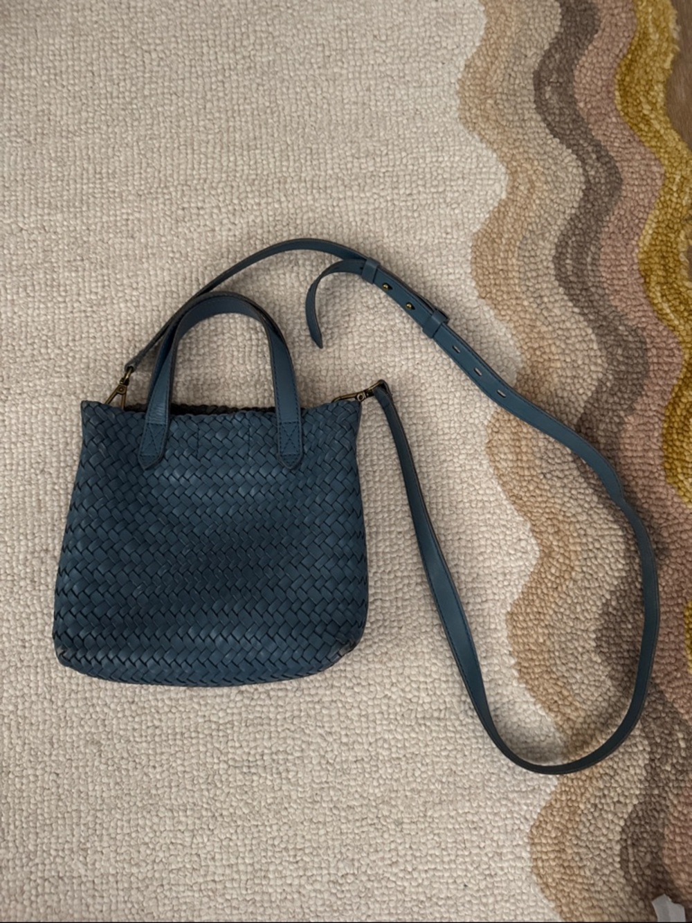 Madewell Woven Leather Crossbody - Teal Blue